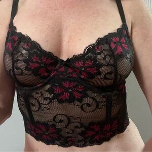 Dreamgirl Black and Red Lace Bralette